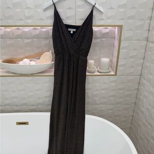 Chelsea28 Black and Gold Textured Dress